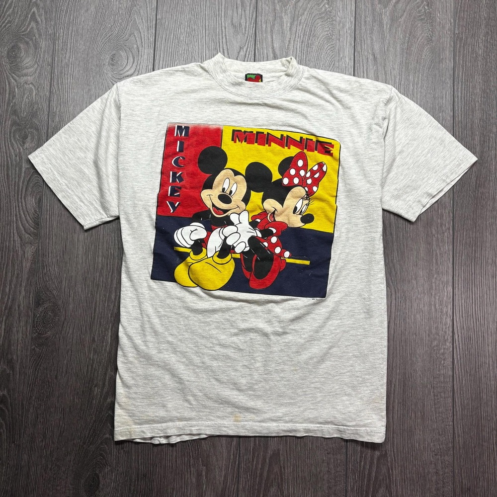 Vintage Mickey Mouse Disney Florida 1990s T Shirt Large Grey Minnie